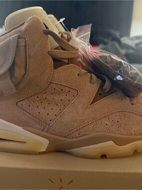 Nike Jordan Travis Scott Men’s Athletic Shoes Taupe Suede Sz 10 NEW